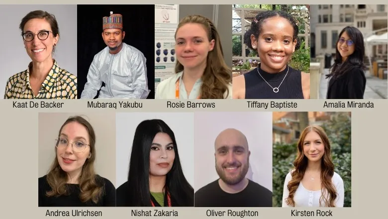 Portraits of the nine finalists of King's Three Minute Thesis 2025, among them Rosie Barrows and Tiffany Baptiste